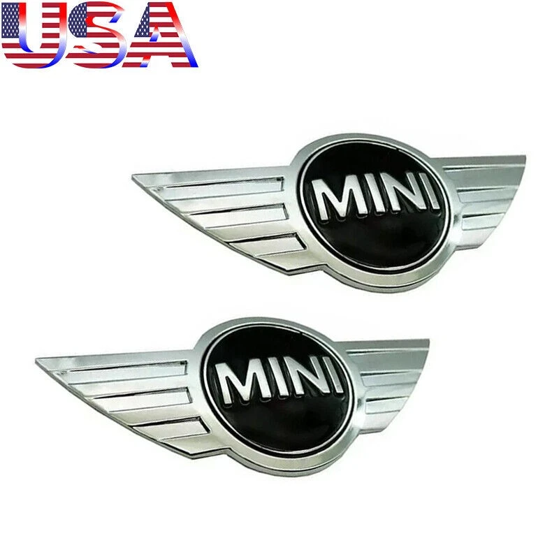 2x Original Mini Cromo Metal Logo Cooper R50 R55 R56 R57 R58 R59 Emblema EE. UU. Foto 2 de 4