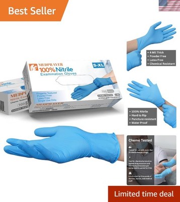 High-Quality Disposable Nitrile Exam Gloves - Waterproof, Latex-Free, Box of 100
