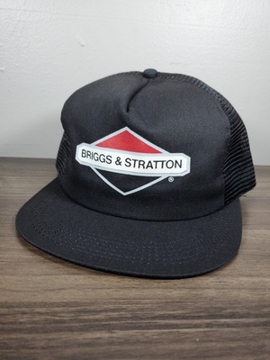 #ad Vintage Briggs amp; Stratton Trucker Hat Black Mesh K Brand Snapback Cap USA Motors $24.99
