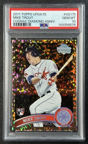 MIKE TROUT PSA 10 2011 TOPPS UPDATE #US175 ROOKIE COGNAC DIAMOND ANNIVERSARY RC