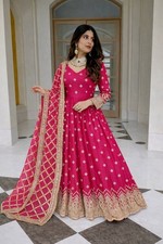 New Designer Faux Georgette Pink Gown Bottom With Dupatta For Function Wear