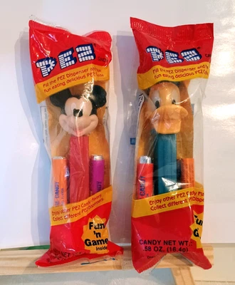 DISNEY'S MICKEY AND DONALD DUCK PEZ DISPENSERS WITH CANDIES - SEALED PACKAGES - Image 1 of 4