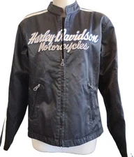 Women's Harley Davidson Lightweight Nylon Riding Jacket Cafe Racer  Size M Black