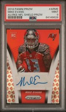 2014 PANINI PRIZM AUTO ROOKIES SHIELD PRIZM #ARME MIKE EVANS 13/35 PSA 9 AUTO