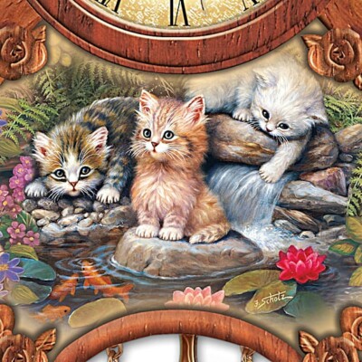 The Bradford Exchange Happy Tails Cuckoo Clock with Kitten Art by