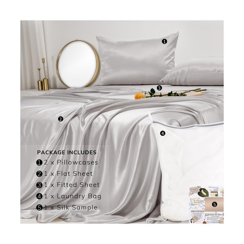 100% Mulberry Silk Sheet Set 23 Momme, Grade 6A+ Silk Sheets 4pcs Set with Ki... - Picture 6 of 7