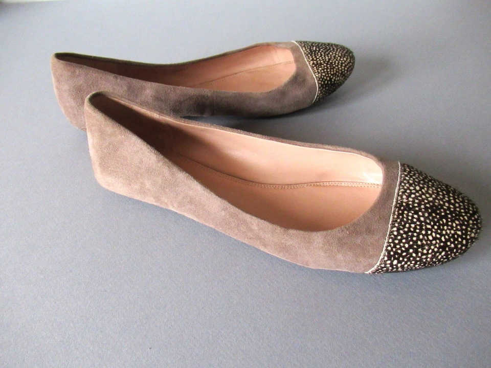enzo angiolini suede and hide brown and beige ballet flats size 9.5 M - Image 2 of 4