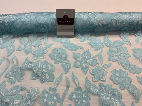 £4.99 Elegant Sheer Organza silver laquered floral dress fabric 110cm M1680 - Picture 6 of 7