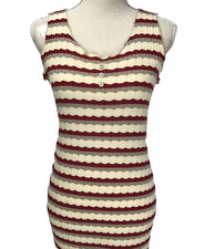 Spike & Nina Women's Size M Ribbed Striped Sweater Dress Burgundy Gray Beige