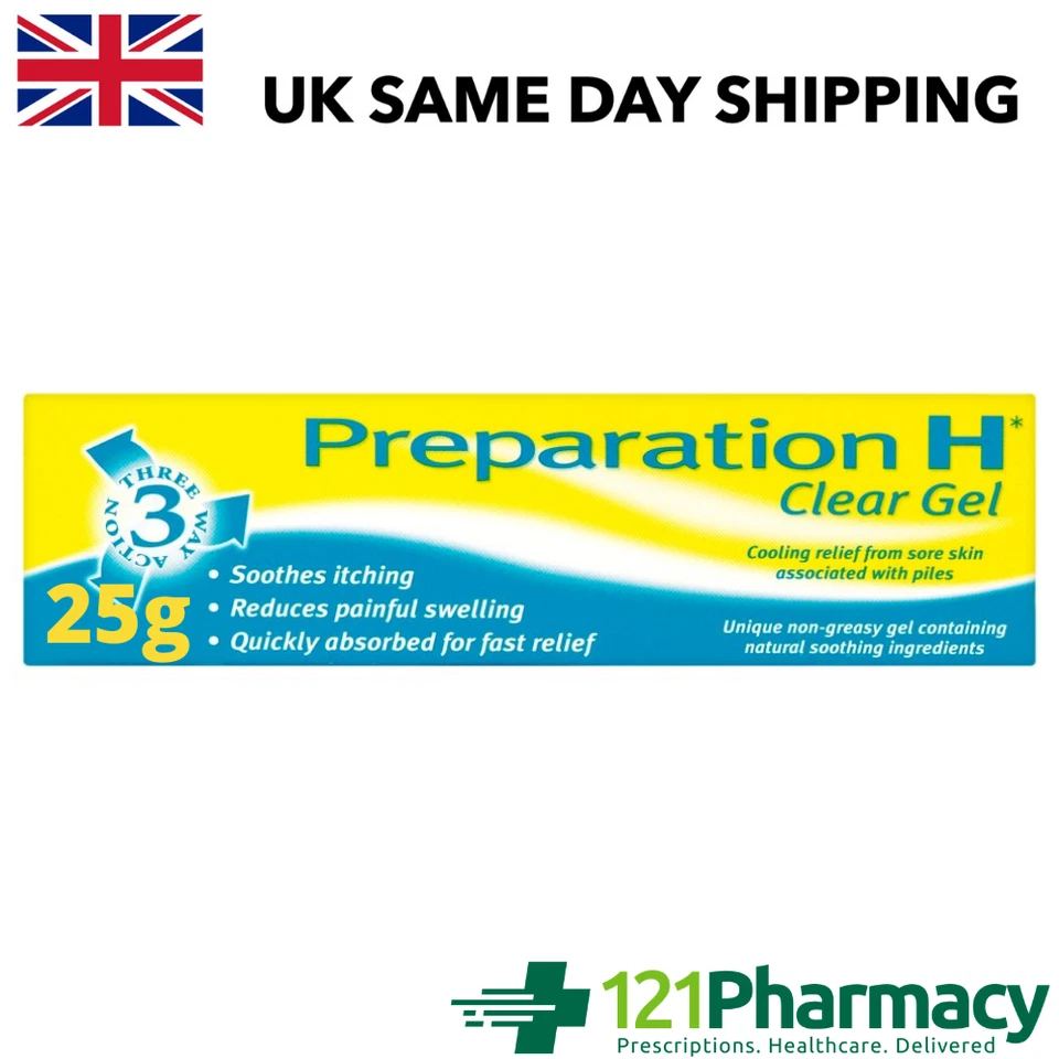 Preparation H CLEAR GEL - 25g Moisturising Soothes Itching Piles Haemorrhoids