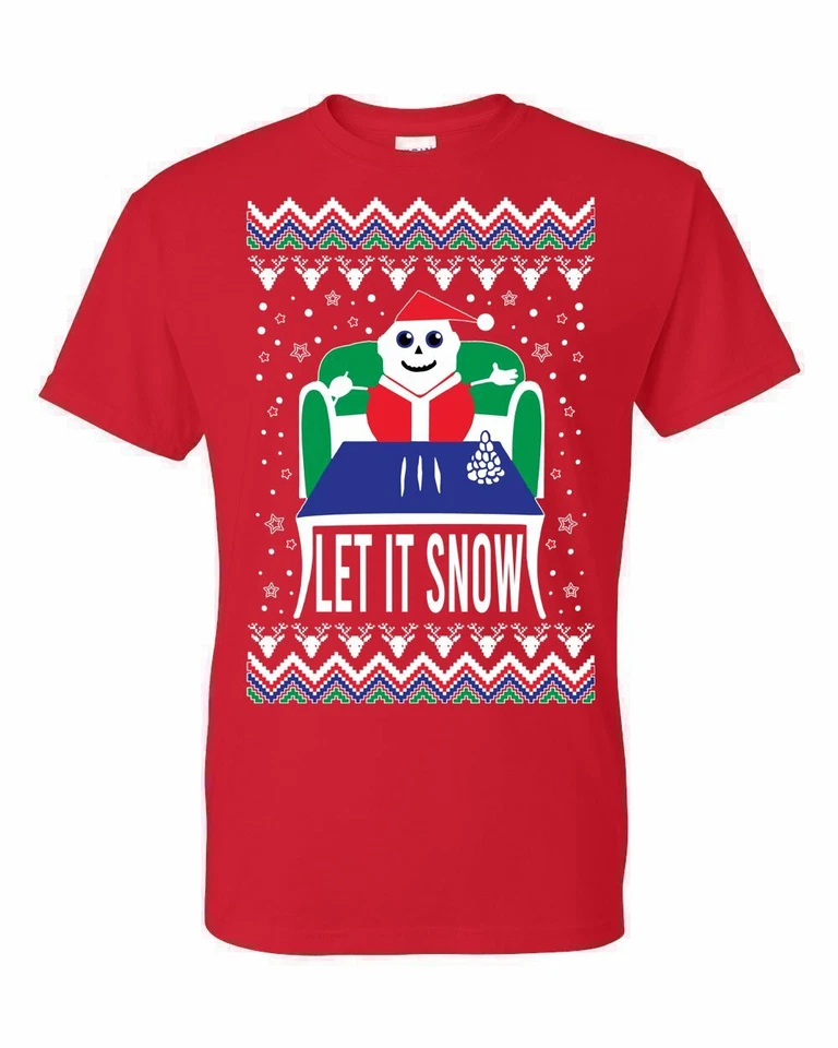 Ugly Christmas Sweater T-SHIRT | Funny 'Let It Snow' Meme T-SHIRT! HOT XMAS GIFT - Image 2 of 4