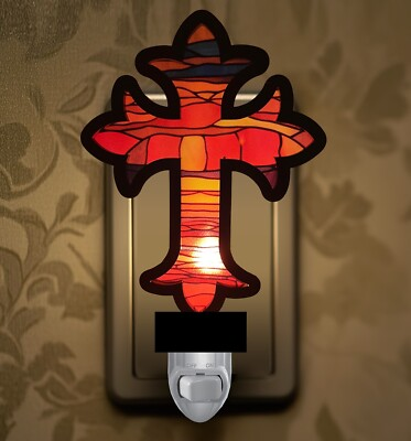 #ad Nightlight With On Off Switch Any Room. Colorful Cross With Black Frame $17.50
