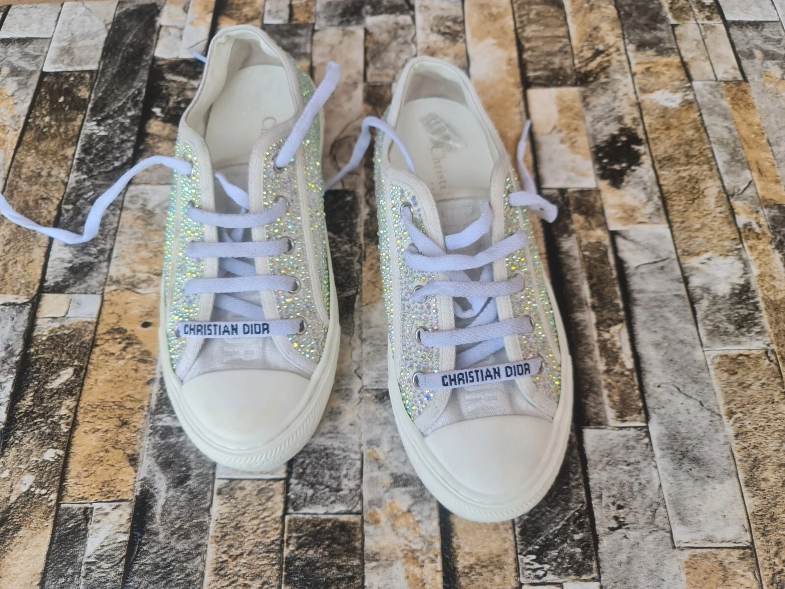 Haut bas toile pailletée brodée Dior Walk 'N' Dior taille EU 35 US 4,5