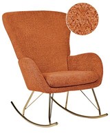 Schaukelsessel Bouclé Stoff Orange/Gold Schaukelstuhl Modern Elegant Edel Anaset