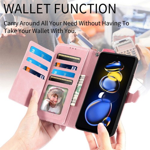 For Xiaomi Redmi Note 12 11 9 Poco X5 Pro 12T 13T Leather Wallet Flip Case Cover - Picture 10 of 17