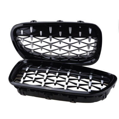 Diamond Front Kidney Grille Grill Black For BMW 5-Series F10 F11 F18 2010-2016