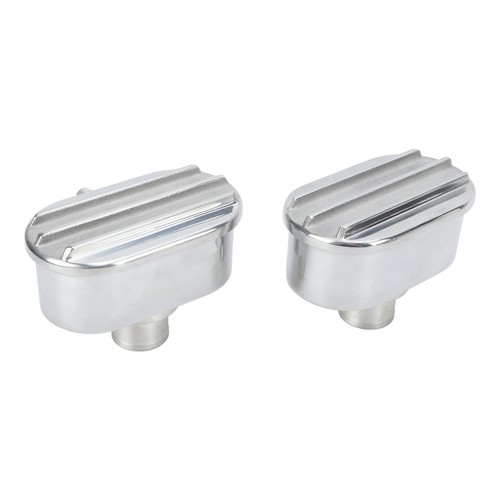 New Aluminum Valve Cover Breather PCV Combo Kit Finned Oval Polished 6100FP - Picture 2 of 22