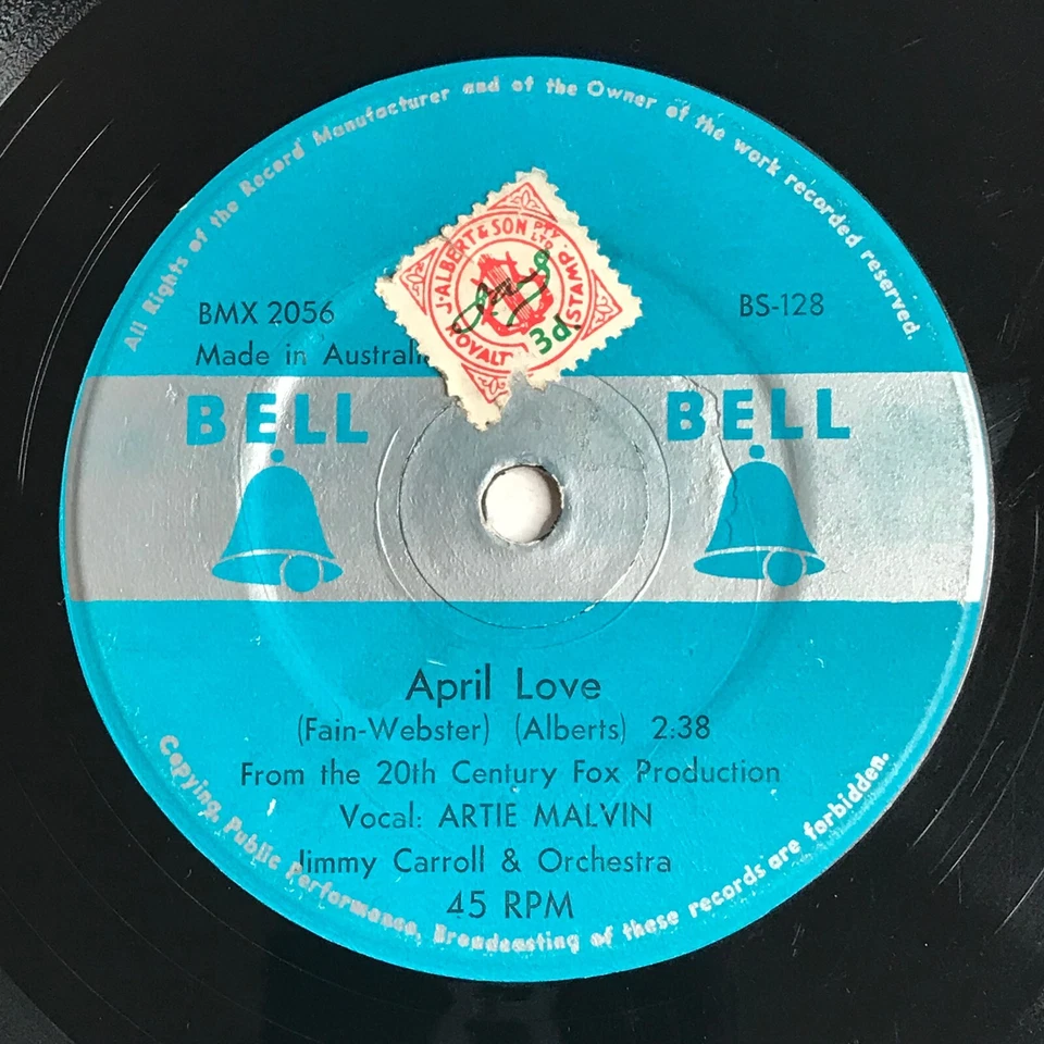 Artie Malvin (April Love) Michael Stewart (Melodie D' Amour) Vinyl 45 Single - Image 4 of 4