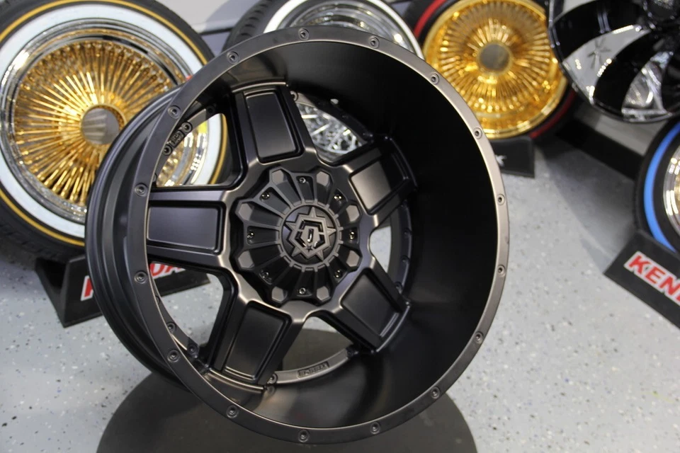 New Set (4) TIS 20x12" 8x6.5 8x165.1 SATIN Black Wheels GMC CHEVY DODGE FORD - Image 3 of 4