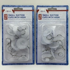 24 1-3/8" Small Suction Cups with Hooks Clear Plastic Window Mushroom Head Slot