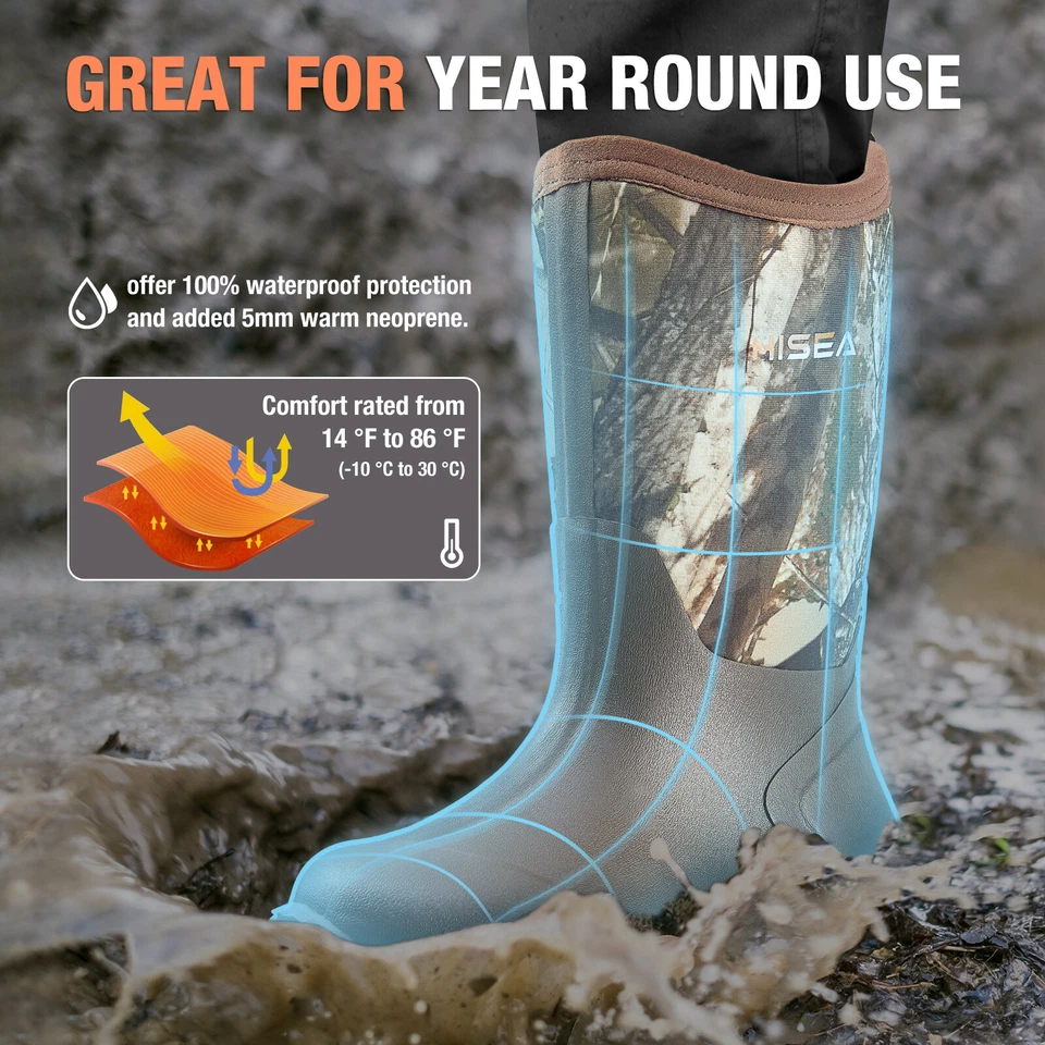 HISEA Kids Slip-On Rain & Snow Boots Toddler Little Kid Waterproof Outdoor Mud - Image 3 of 4