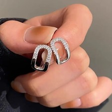 2 Ct Round Cut Simulated Diamond Women's Hoop Earrings In 14K White Gold Plated