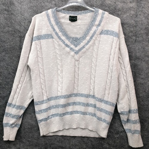 VINTAGE IZOD Sweater Mens Large White 
