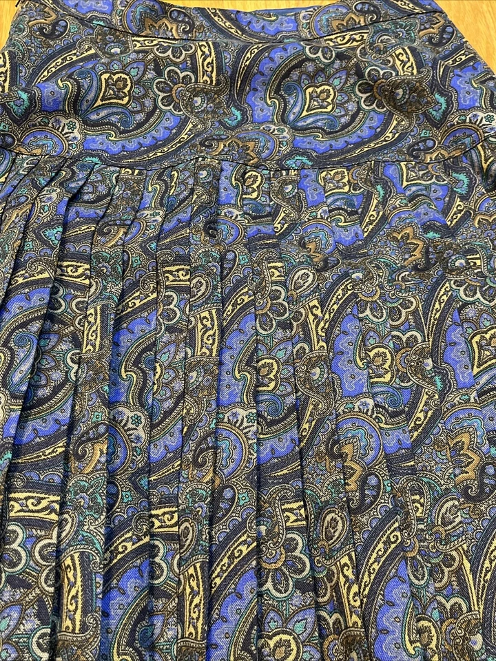 Maxi Falda Hammer Azul Y Dorado Hammer Plisada Talla 28/33 Alemania Trevira Foto 2 de 4