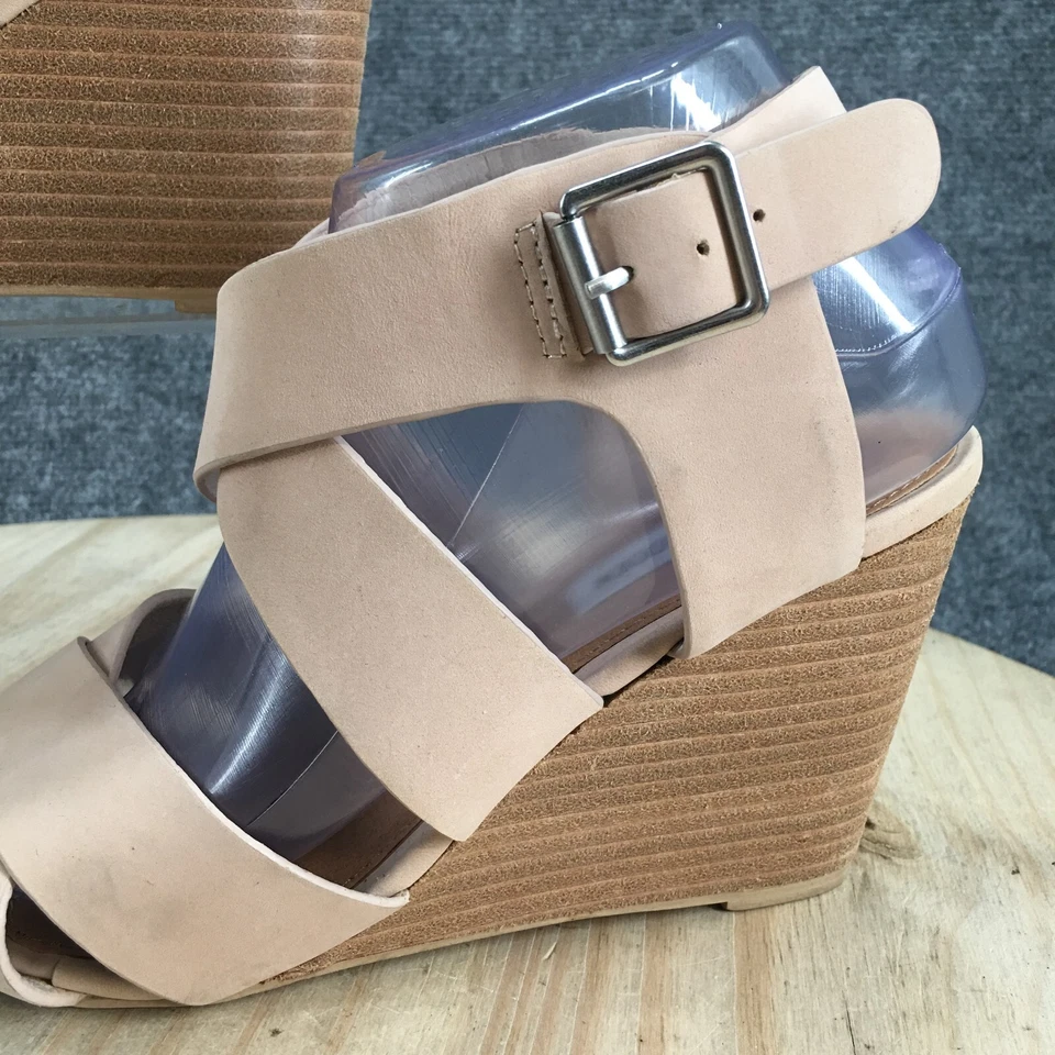 Steve Madden Tacones Mujer 10 M Susurro Tirantes Cordones Beige Cuero Cuña Foto 4 de 4