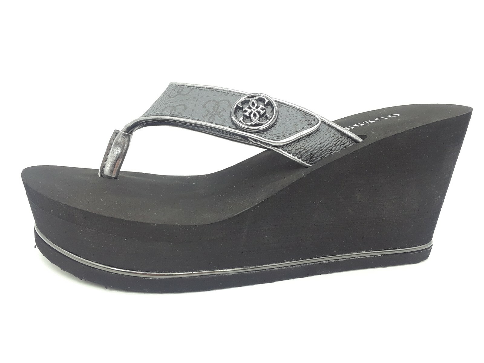 guess sarraly eva logo wedge sandals