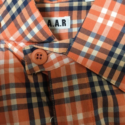 Yohji Yamamoto Durban A.A.R Long Sleeve Shirt Check Size L Men's Orange - Picture 12 of 15