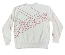 Adidas Big Logo Sweater Womens M White Crewneck Sweatshirt Pullover Athletic