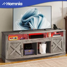 LED TV Stand Console for 32 to 80 in TV With Open Shelves Power Outlets Cabinet