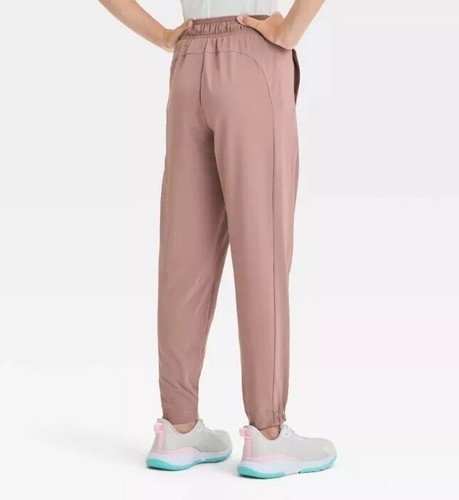 All In Motion Girls' Size Medium (8) Woven Lined Jogger Pants w Pockets Brown - Picture 2 of 5