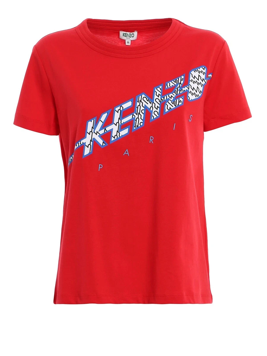Kenzo Paris Logo Women Red T Shirt Size M Medium