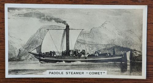 1929 Carreras Notable Ships Cigarette Card #16 Paddle Steamer Comet - Picture 1 of 2