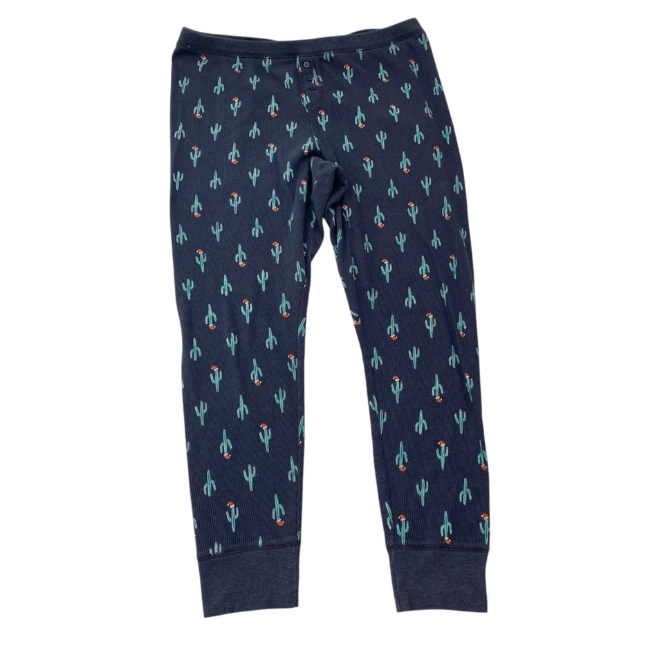 Pijama térmico tejido gofre azul marino antiguo para hombre mujer XXL azul 2 piezas vacaciones cactus Foto 4 de 4