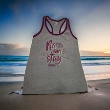 ATHLETIC WORKS Women's Gray Purple Active Racerback Sleeveless Tank Top Sz Small