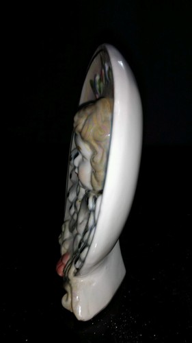 Vtg Porcelain Pearlescent Lustreware 3D Cherub Plate Figurine 5 3/4" T x 5" W - Picture 5 of 7