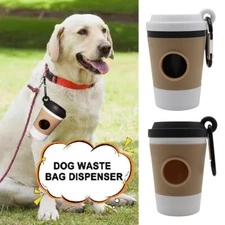 Dog Poop Bag Holder Coffee Cup Style Waste Bag Dispenser Treat Clip Bag Belt↔