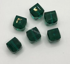 6pc Swarovski Crystal Emerald Faceted Cube 5601 Bead; 2 Sizes: 6mm or 8mm