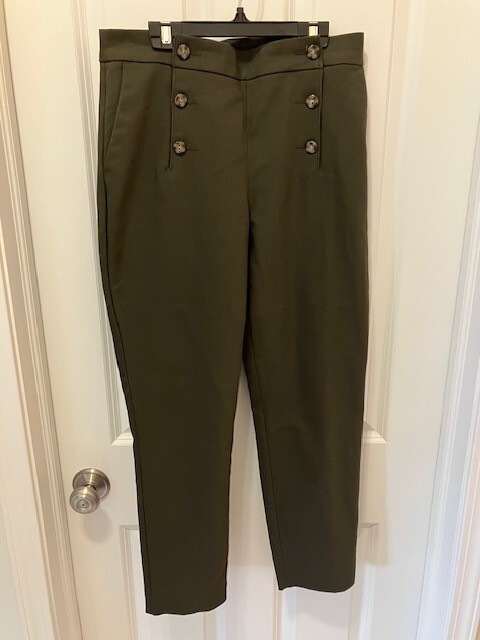 Express Women's Dark Brown Dress Pants Size 8R Ankle High Rise, 8 Button Closure