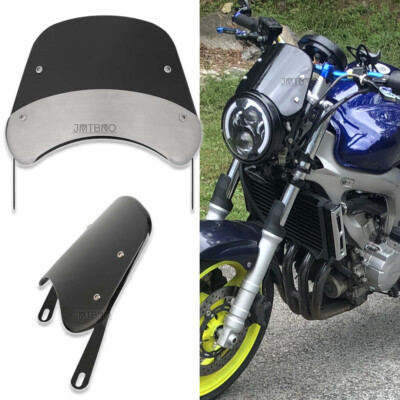 5''-7'' Motorcycle Round Headlight Windshield Screen For Yamaha XSR700 XSR250 FZ6