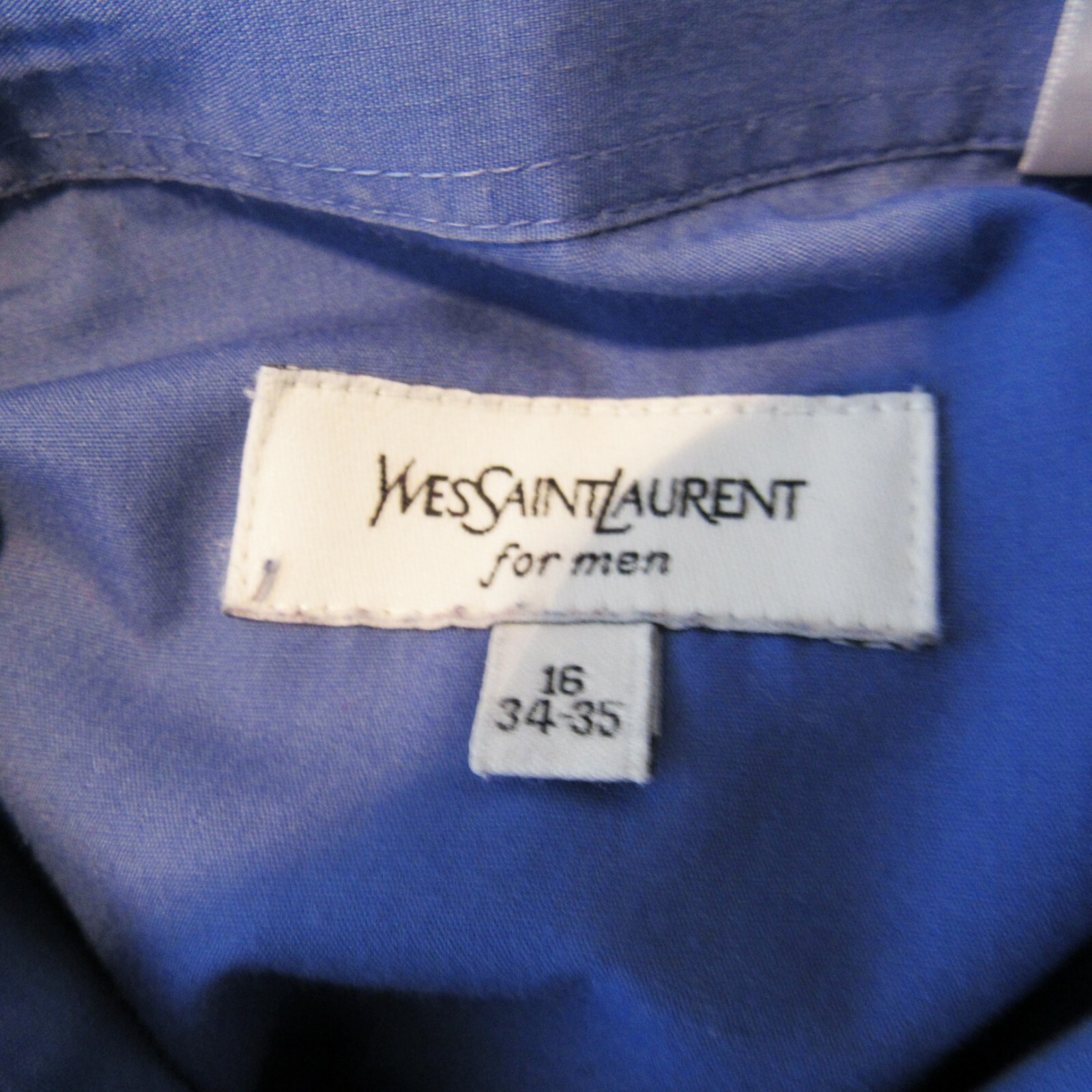 Camicia elegante uomo vintage Yves Saint Laurent blu scuro manica lunga bottoni taglia 16
