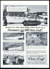 1950 Chris Craft Flying Bridge Catalina Cruiser & runabout pix pubblicità stampa d'epoca