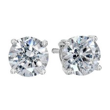 White Gold Filled 4 Prong Lattice Box Set 8mm Clear Round CZ Stud Post Earrings
