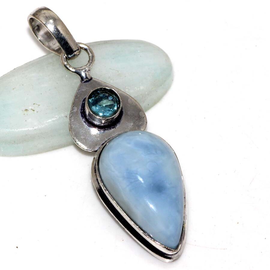 Owhyee Blue Opal Blue Topaz Pendant 2.3