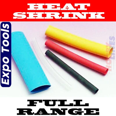 EXPO TOOLS HEAT SHRINK range Tubing Sleeving 2:1 ratio Sizes Lengths Colours RANGE