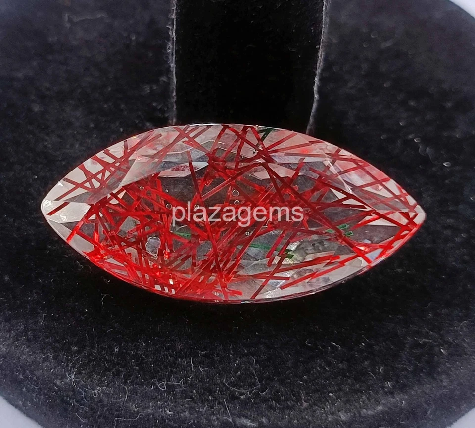 Red Rutilated Quartz 53 Ct Certified Marquise Cut Loose Gemstone 36x17mm 4SUT - Image 2 of 4