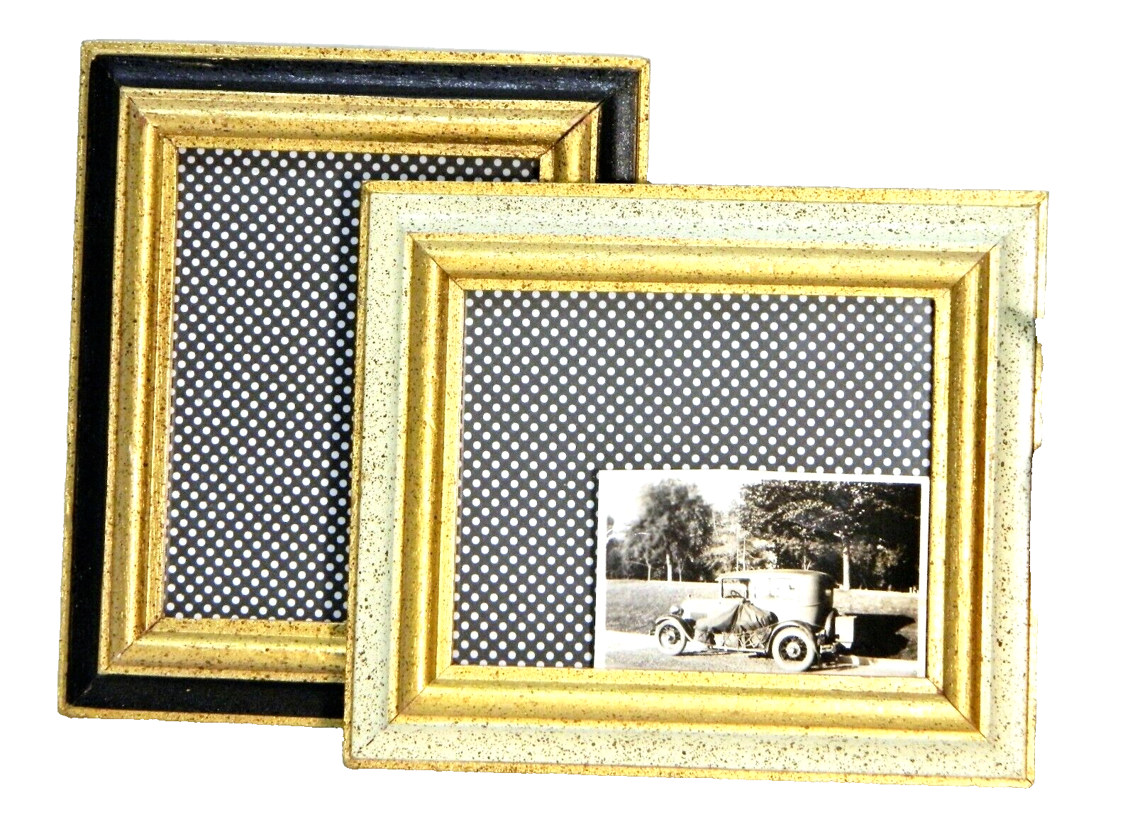 Vintage Wood Picture Frames in Gold & Black by Aaron Bros, Set of 2, Classic Design for Timeless Decor-image